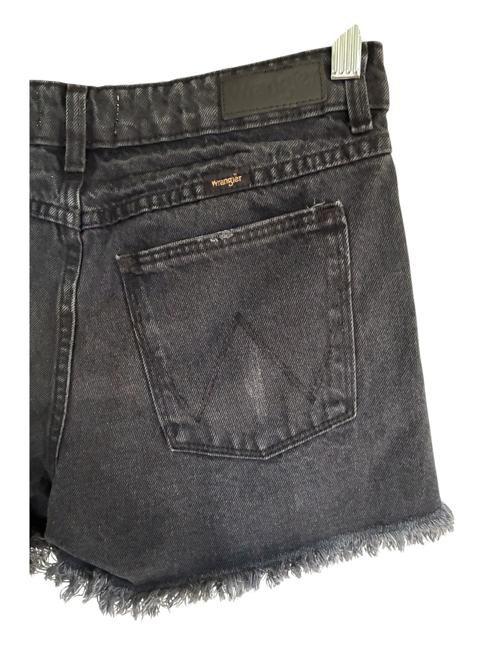 Wrangler Black Grunge High Rise Vintage Distressed Raw Hem Denim Shorts Size 10 - Picture 5 of 9